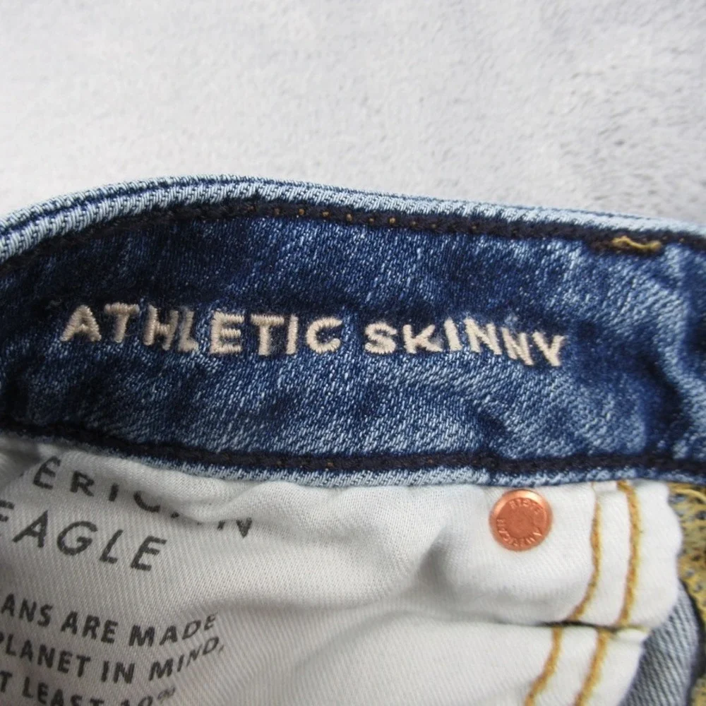 American Eagle Athletic Skinny Jeans Mens 29x30 Blue Distressed Airflex 3552